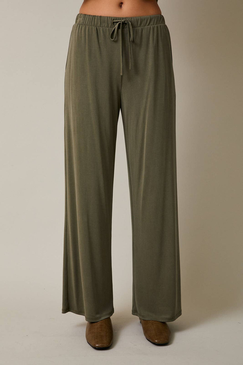 Elastic Waist Drawstring Wide Leg Pants - Flowy Palazzo Pants
