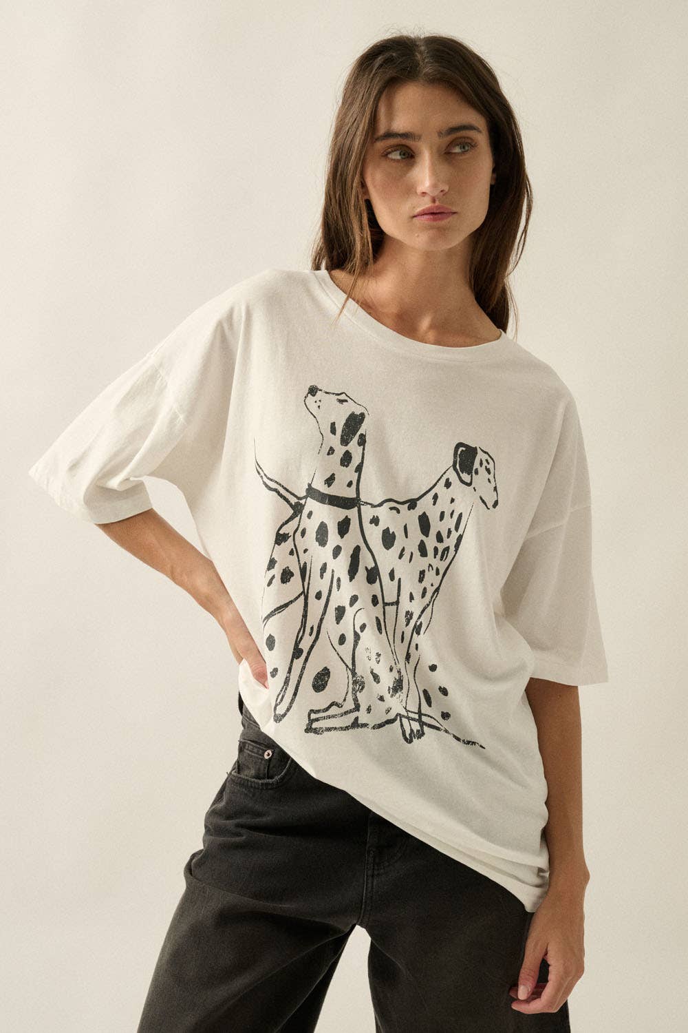 Dalmatians Garment-Washed Oversized Graphic Tee