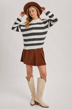 INNER TANK TOP FUZZY STRIPED KNIT SWEATER