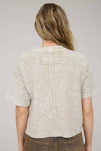 WASHED RIBBED SHORT SLEEVE TEE WITH POCKET
