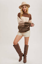 COLOR BLOCK KNIT SWEATER PULLOVER