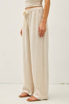 Striped Linen Wide Leg Pants – 29" Inseam - multiple colors available