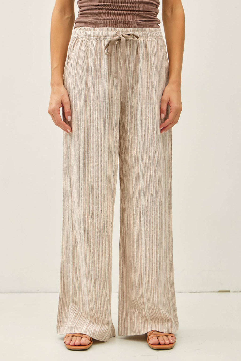 Striped Linen Wide Leg Pants – 29" Inseam - multiple colors available