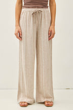 Striped Linen Wide Leg Pants – 29" Inseam - multiple colors available