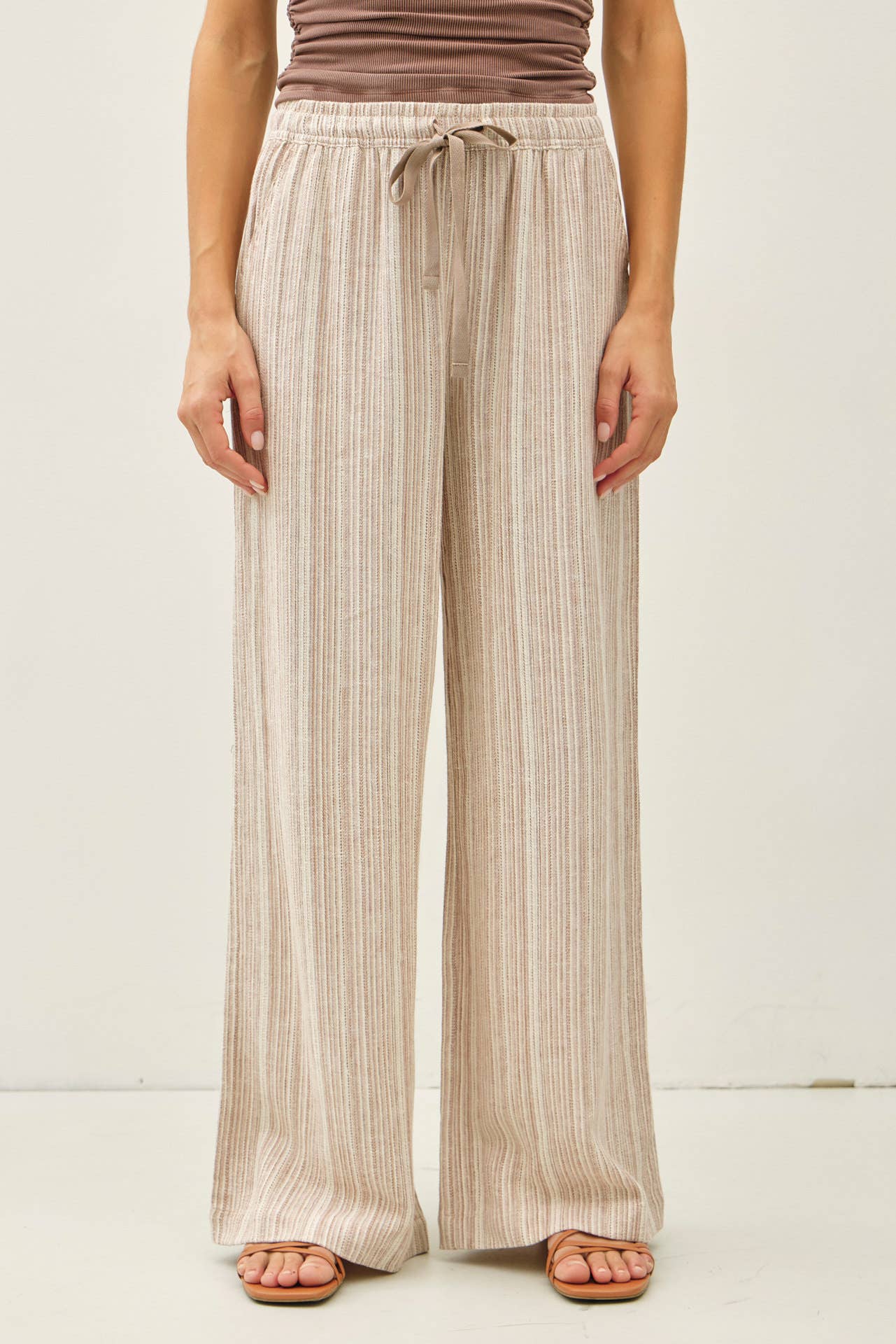 Striped Linen Wide Leg Pants – 29" Inseam - multiple colors available