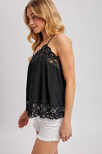Boho Lace Trimmed V-Neck Cami Top