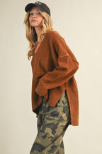 OVERSIZED V NECK SWEATER TOP