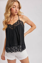 Boho Lace Trimmed V-Neck Cami Top