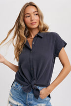 ESSENTIAL BUTTON UP COTTON SHIRT ( color options)
