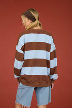 Oversized Wide Stripe Crew Neck Knit Top