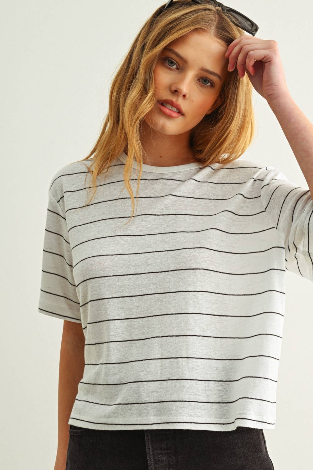 Stripe Cotton Linen Top