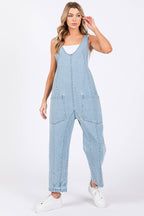 Washed Denim Overall Jumpsuit