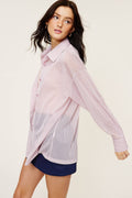 Sheer Stripe Button Down Blouse