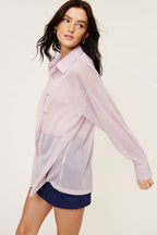 Sheer Stripe Button Down Blouse