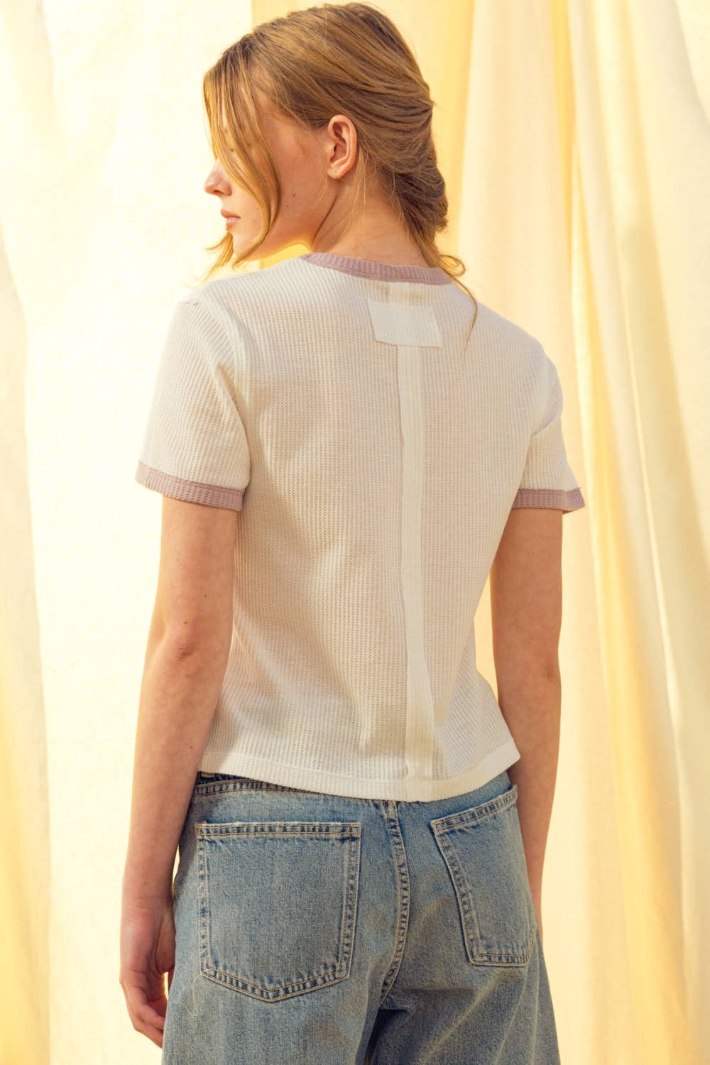 Color Combo Waffle Fabric Top ( two colors )