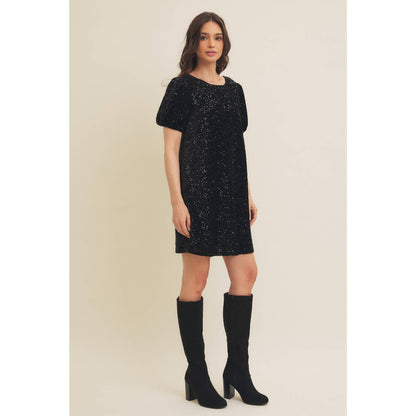 SEQUIN IN VELVET MINI DRESS [ multiple colors available ]