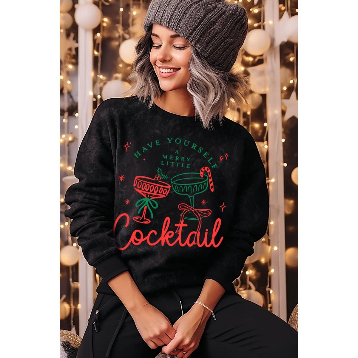 A MERRY LITTLE COCKTAIL MINERAL GRAPHIC SWEATSHIRT
