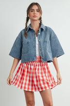 Button Front Cropped Shirt
