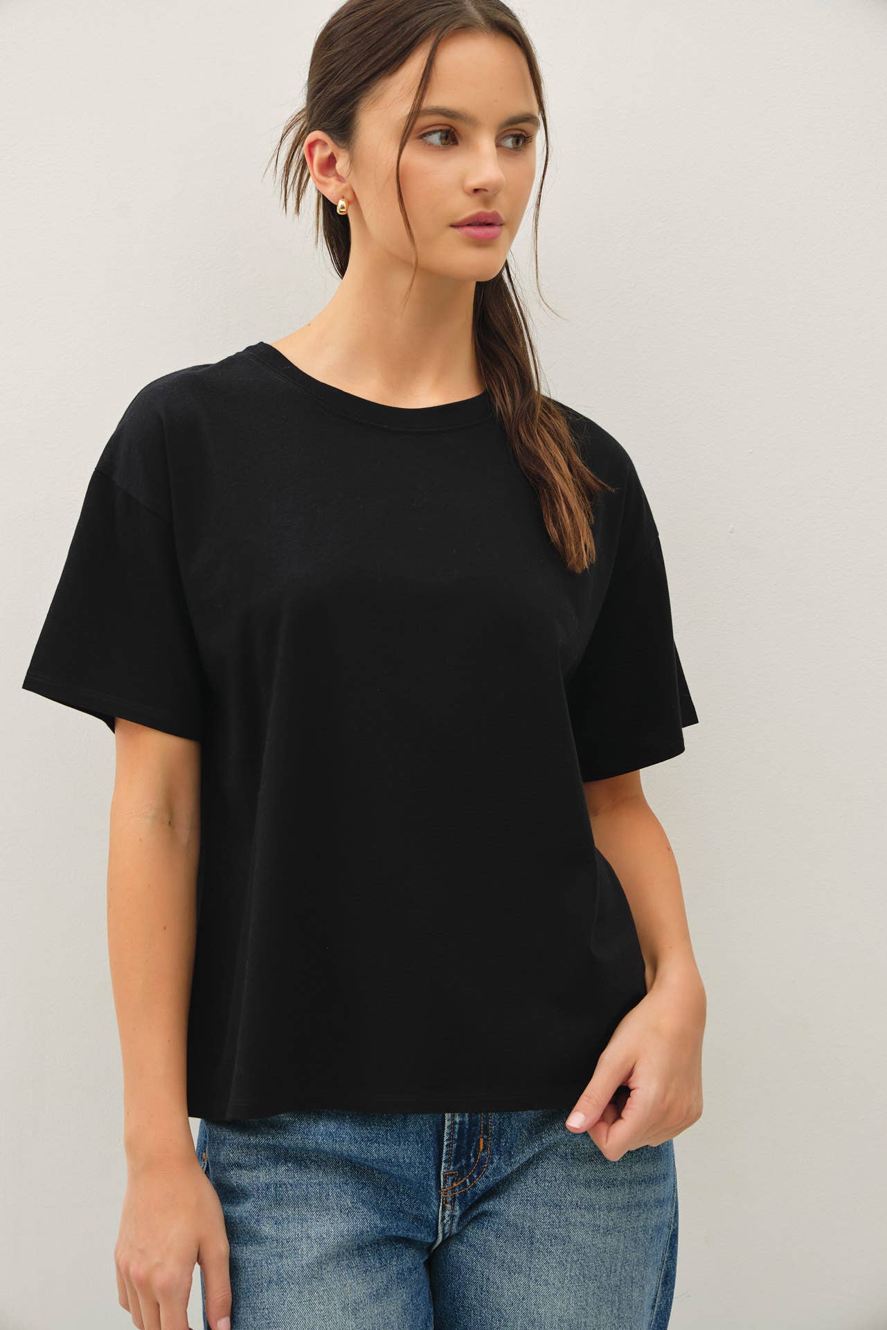 COTTON JERSEY OVERSIZED CROP T-SHIRTS (multiple colors available)