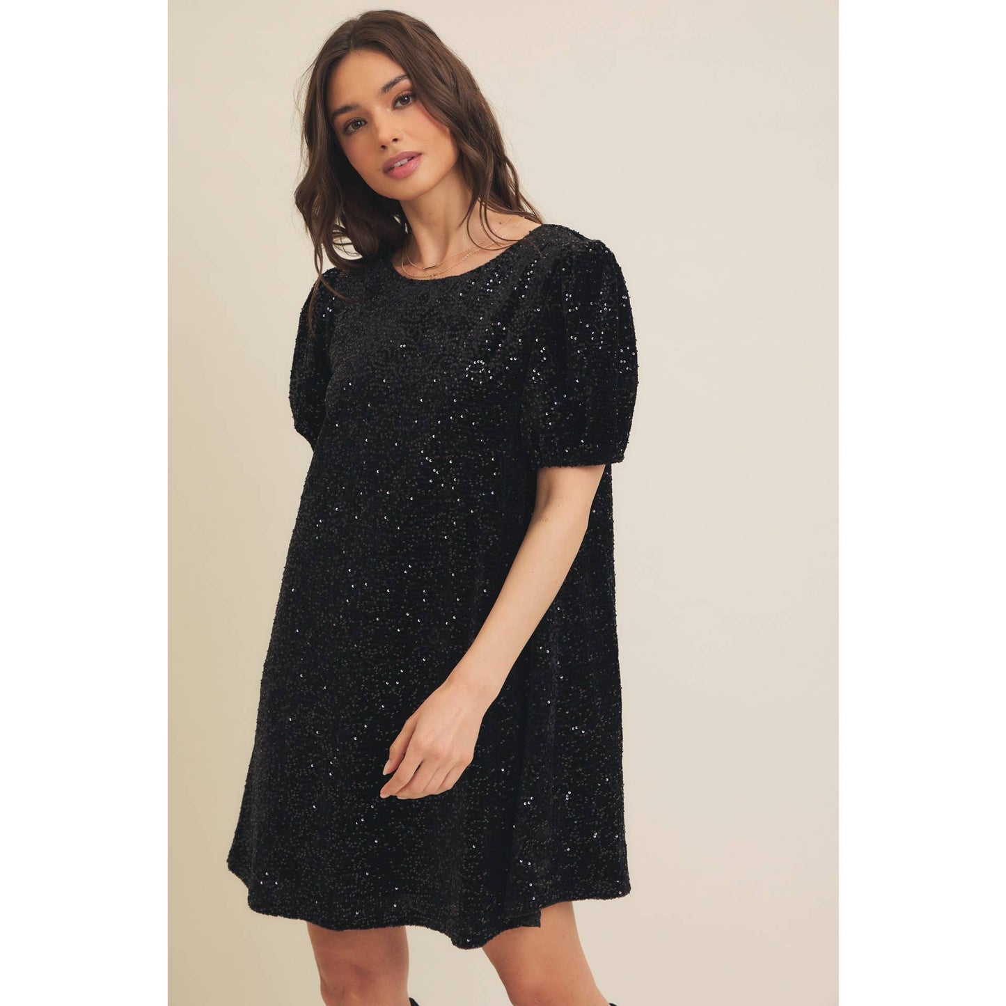 SEQUIN IN VELVET MINI DRESS [ multiple colors available ]