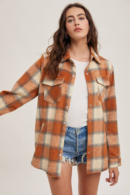 PUMPKIN FLANNEL SHACKET W/ POCKETS