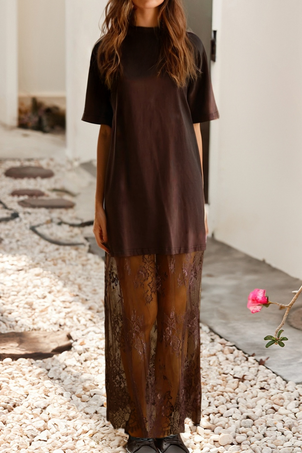 Short Sleeve Lace Dress ( two colors available)