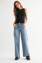 Slim Wide Leg Sweat Jean