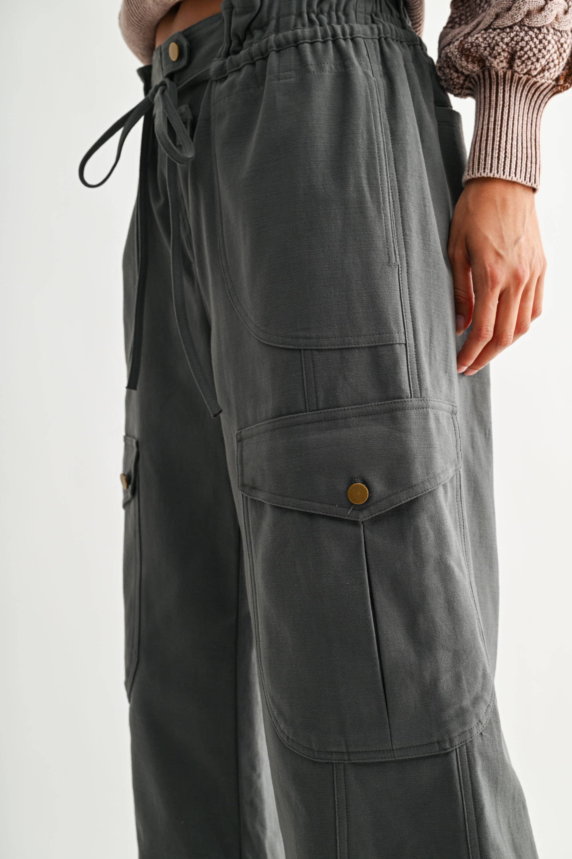 Wide-Leg Cargo Utility Trousers