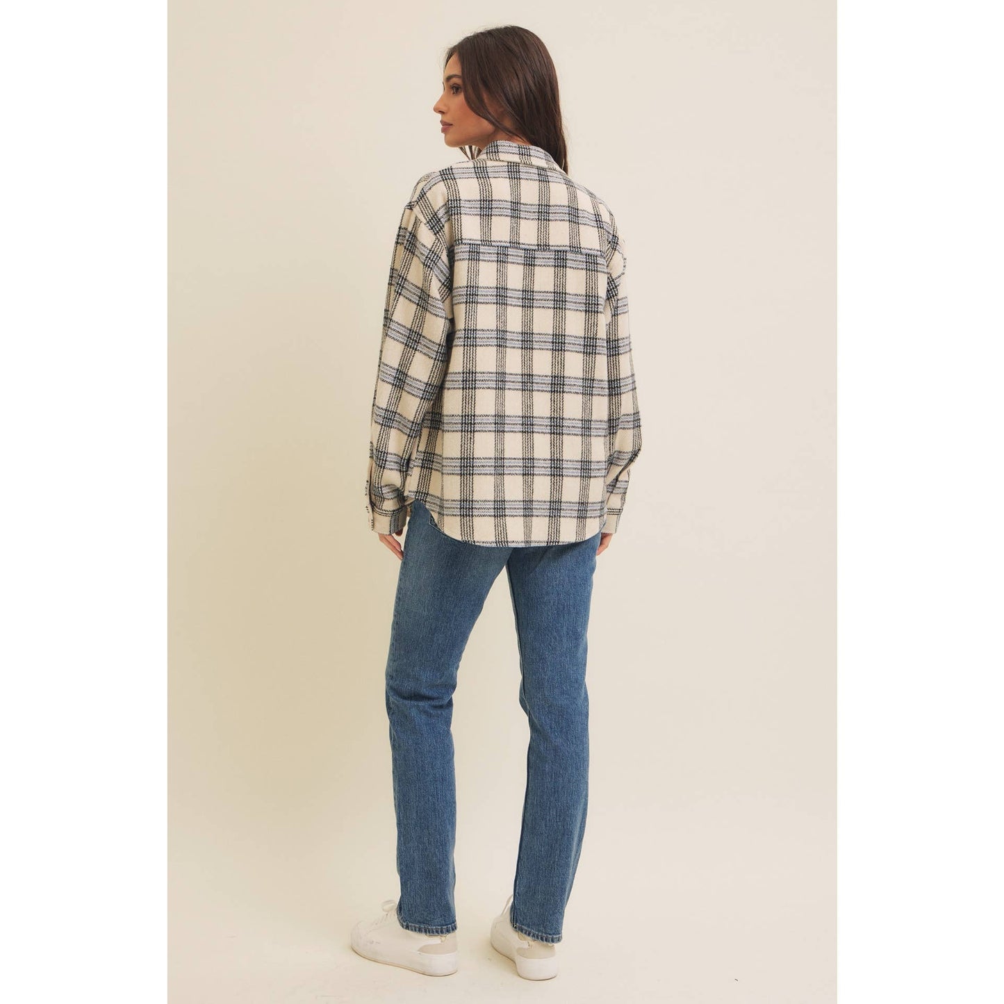 NEUTRAL PLAID SHACKET / POCKETS