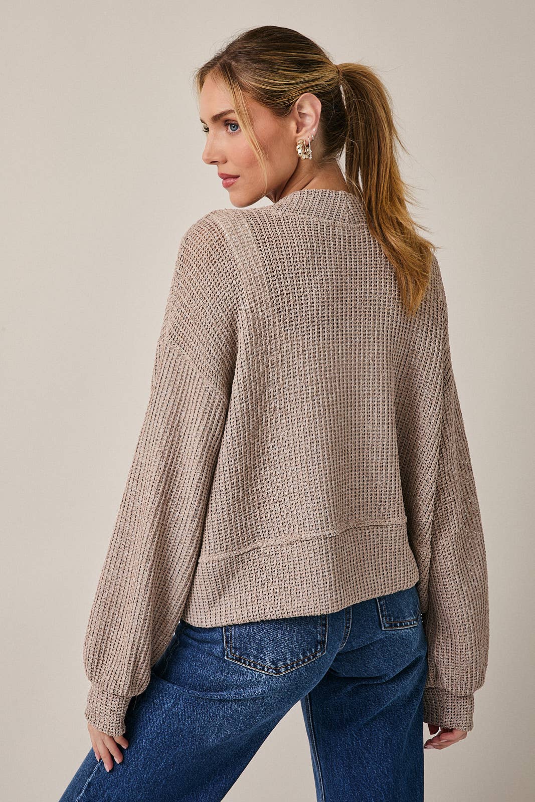 Long Sleeve Cropped Cardigan – Oatmeal