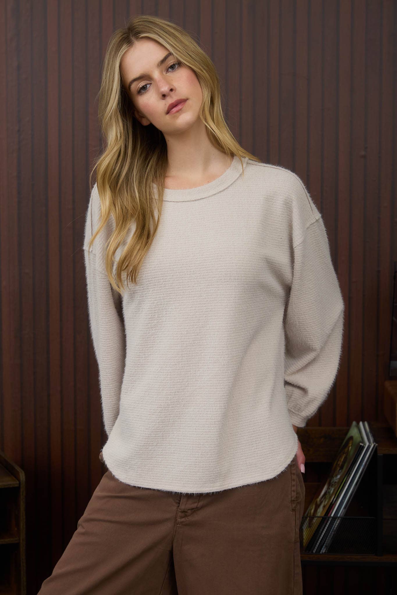 FUZZY KNIT LONG SLEEVE (two colors)