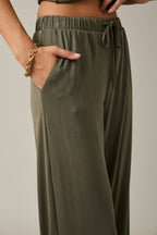 Elastic Waist Drawstring Wide Leg Pants - Flowy Palazzo Pants