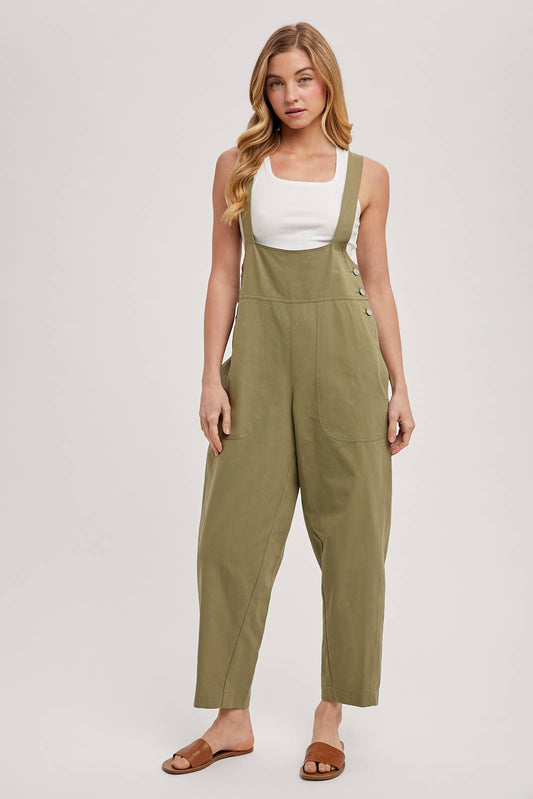 TAPERED CAPRI OVERALLS WITH POCKETS