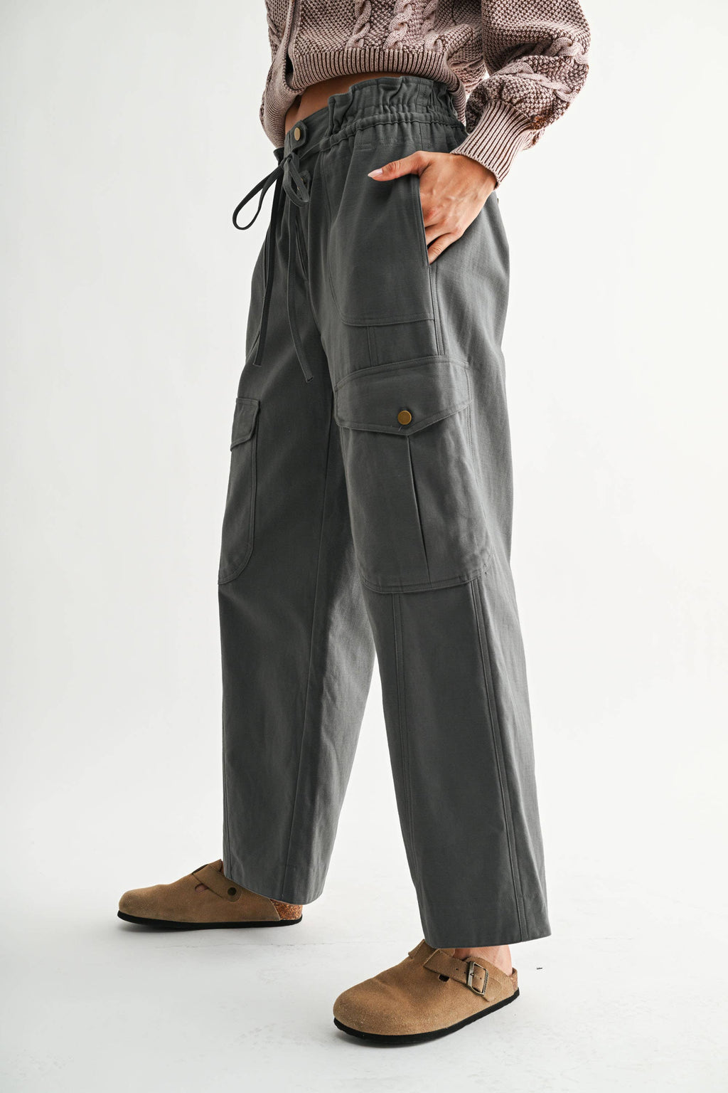 Wide-Leg Cargo Utility Trousers