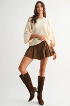 Button Sleeve Knit Pullover