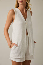 V-Neck Sleeveless Tunic Top - Relaxed Longline Tank