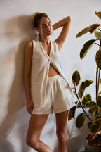 V-Neck Sleeveless Tunic Top - Relaxed Longline Tank