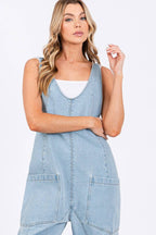 Washed Denim Overall Jumpsuit