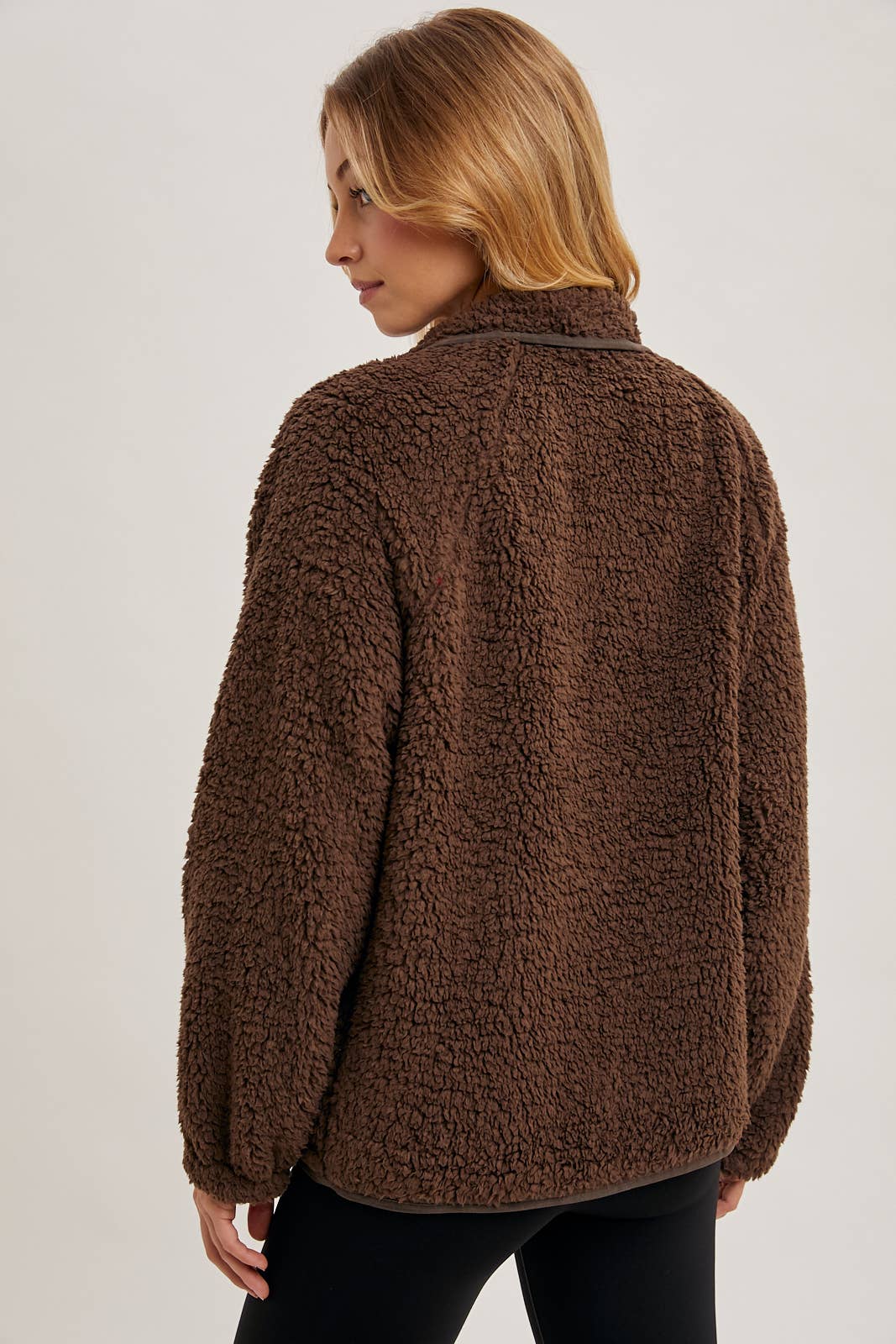 BUTTON DOWN FLEECE SHERPA JACKET