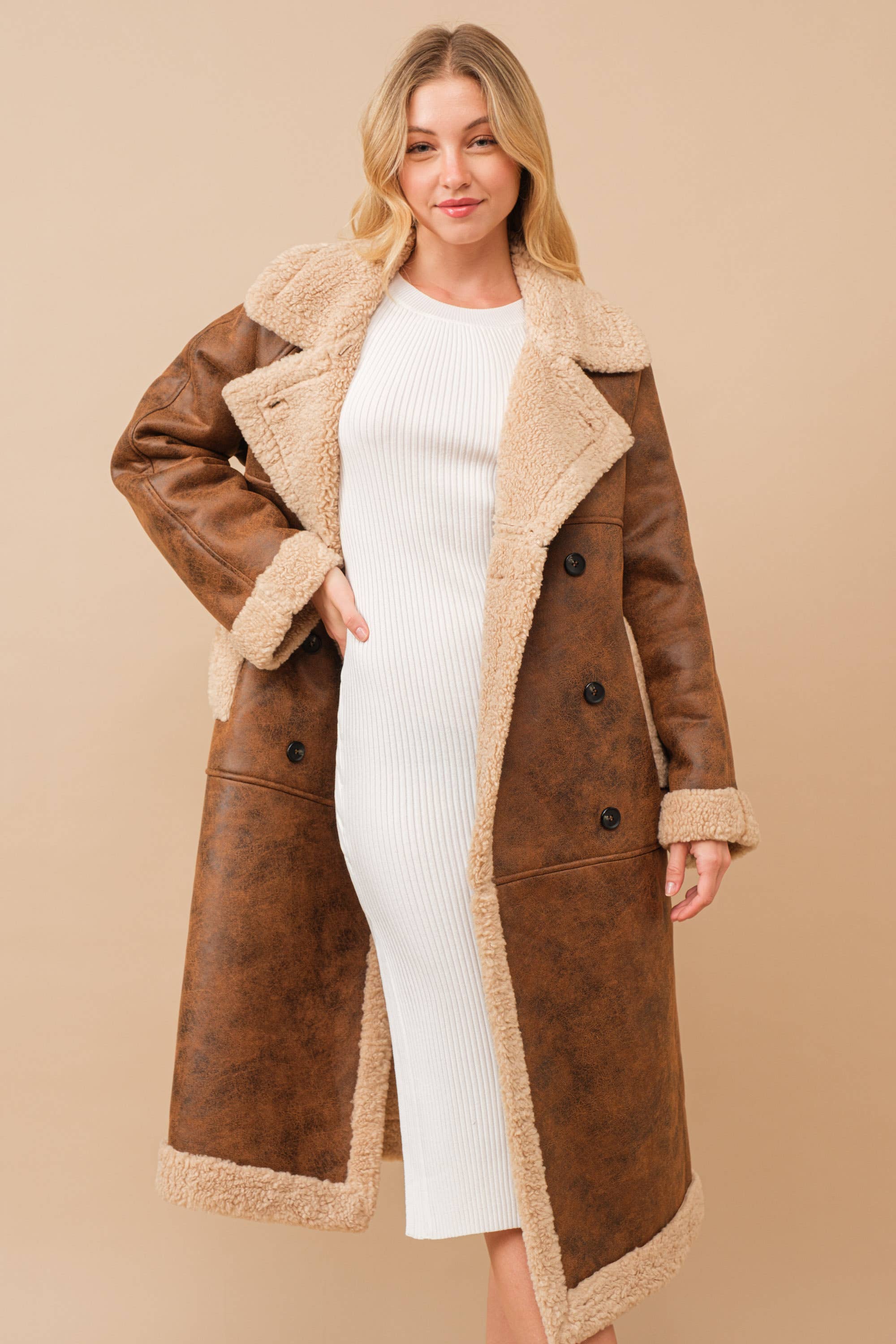 Faux Teddy Shearling Cozy Coat