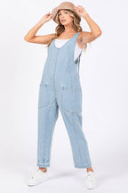 Washed Denim Overall Jumpsuit