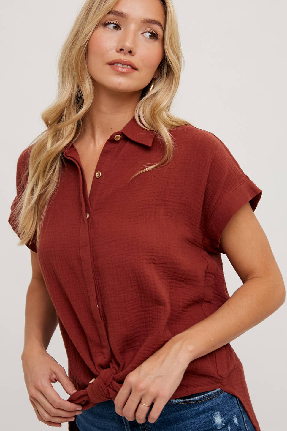 ESSENTIAL BUTTON UP COTTON SHIRT ( color options)