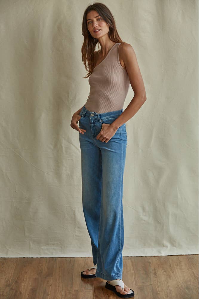 One Shoulder Fitted Ribbed Crop Top