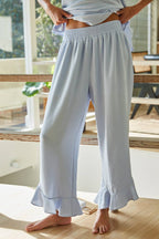Light Blue Woven Wide Leg Pants