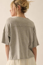 Easy Fit Mineral-Wash Slub Knit Tee – Heather Grey