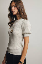 Textured Knit Puff Sleeve Top