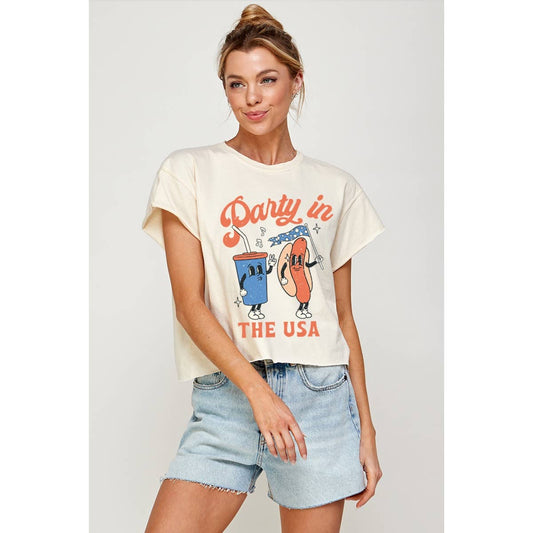 PARTY IN THE USA  GRAPHIC CROP TOP