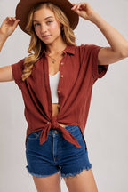 ESSENTIAL BUTTON UP COTTON SHIRT ( color options)