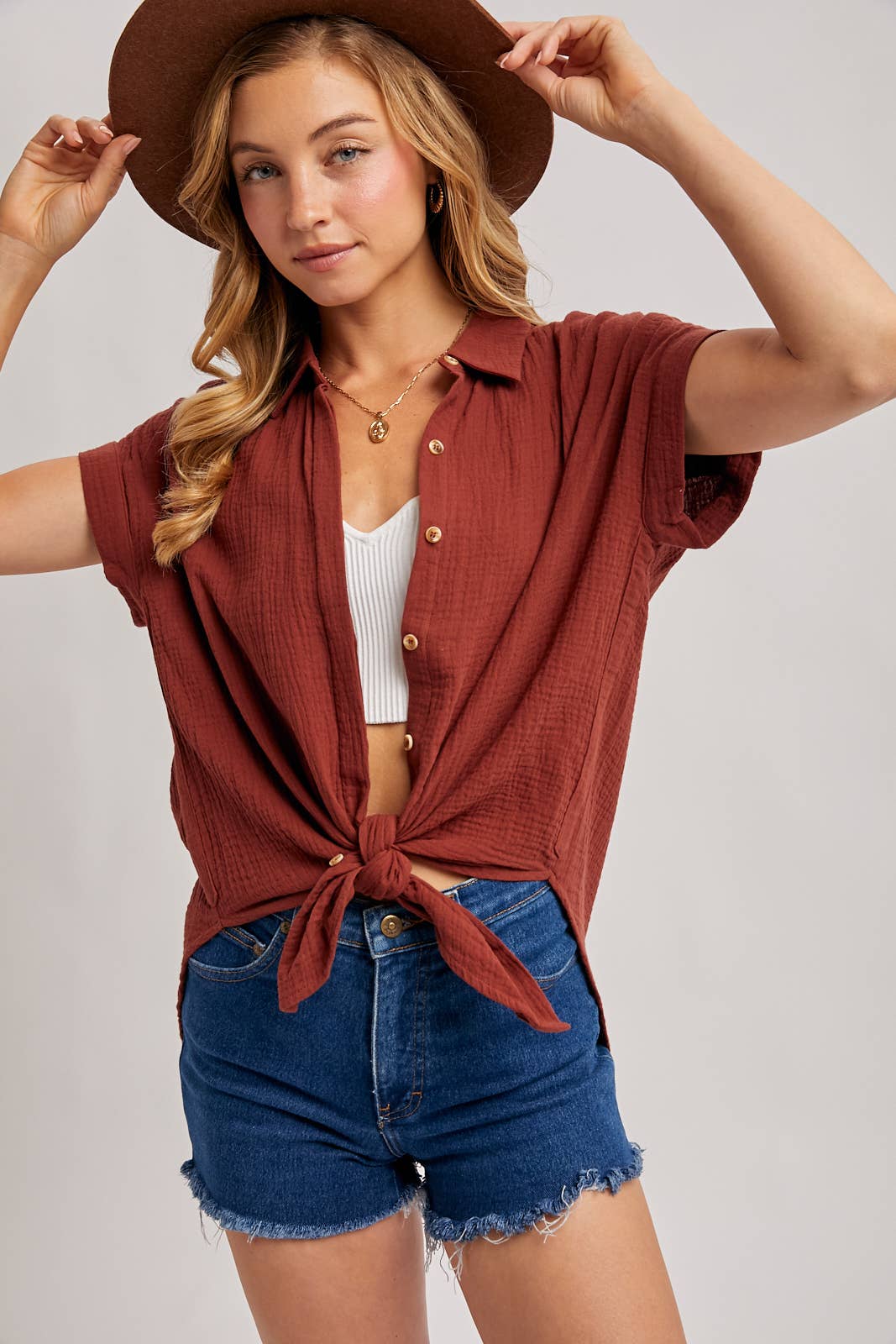 ESSENTIAL BUTTON UP COTTON SHIRT ( color options)