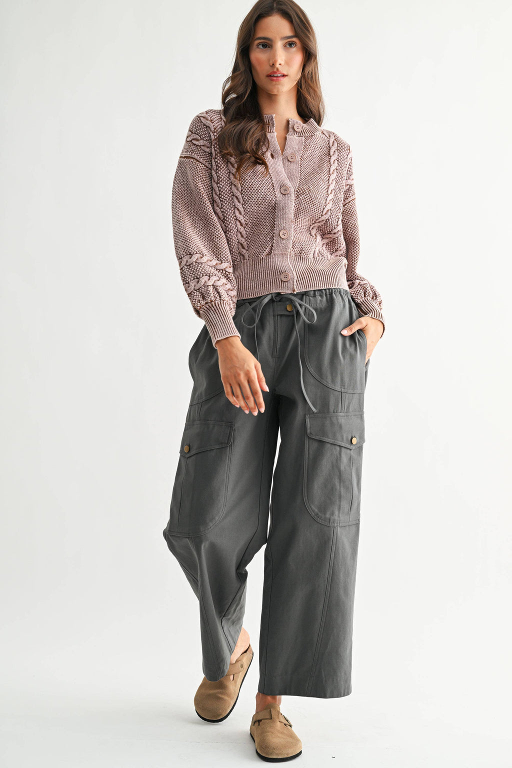 Wide-Leg Cargo Utility Trousers
